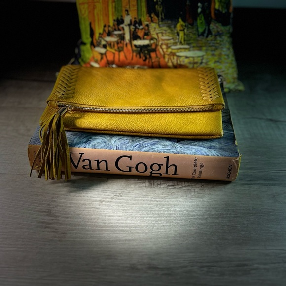 Moda Luxe Envelope Clutch in yellow ochre. Moving sale! - Picture 3 of 8